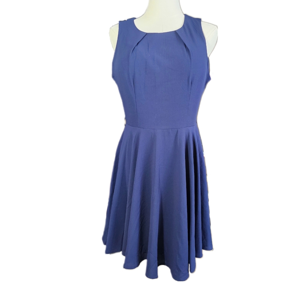 She + Sky Blue Fit and Flare Pleated Bodice Mini Dress